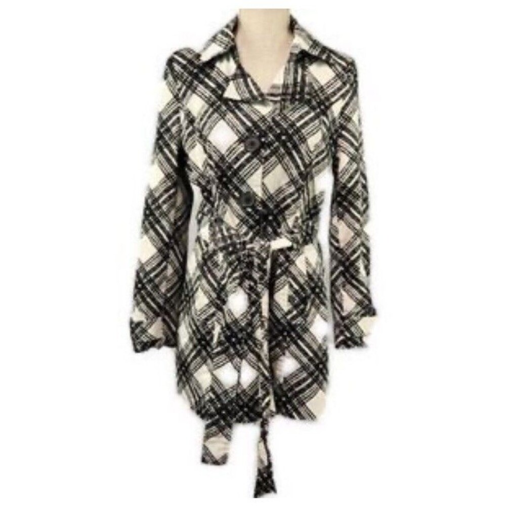 Luii Nordstrom Plaid Short Trench Coat Jacket Preppy Academia Waist Small